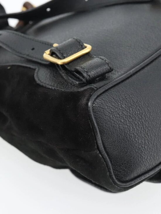 GUCCI Bamboo Backpack Suede Leather Black Auth BA6791 main image 10